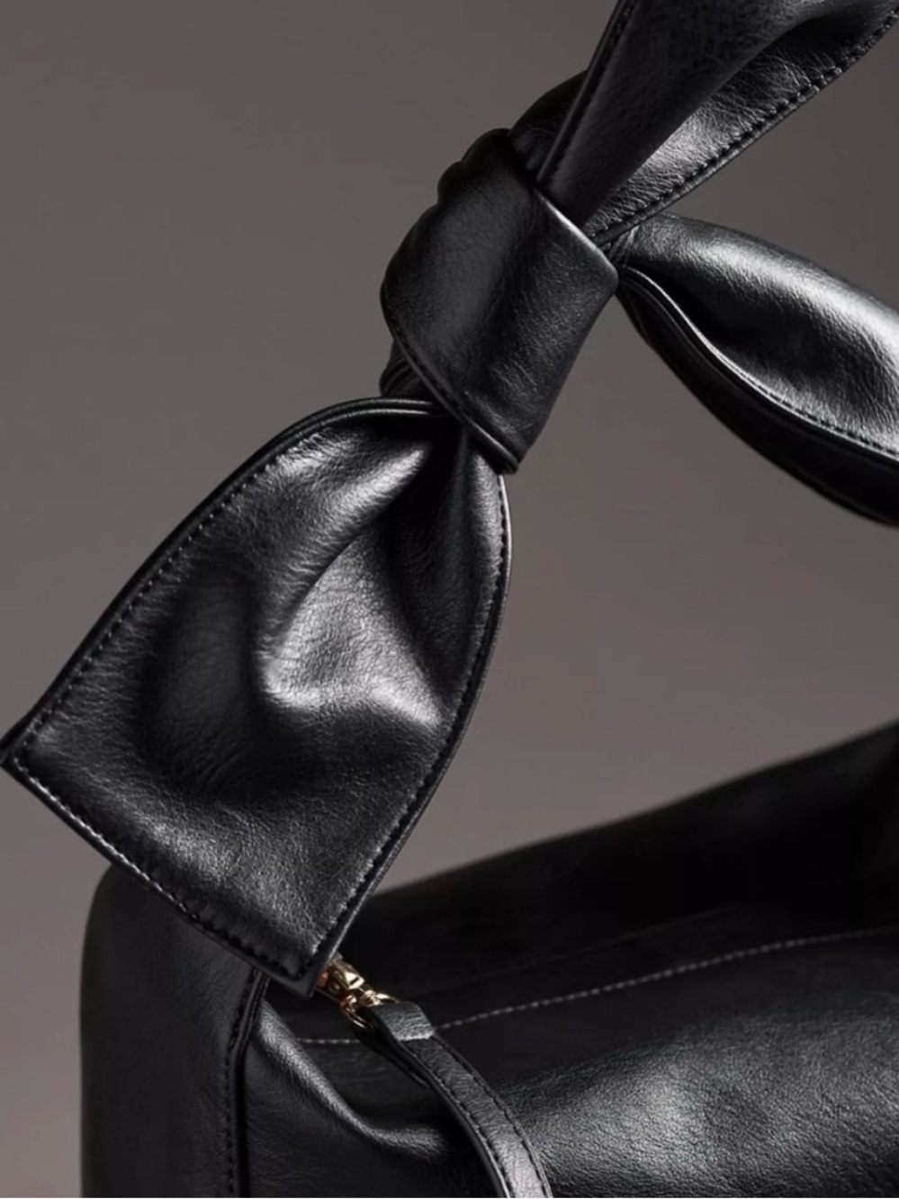 Marni Black Crescent Shoulder Bag with Knotted Bow Strap - Picture 2 of 4